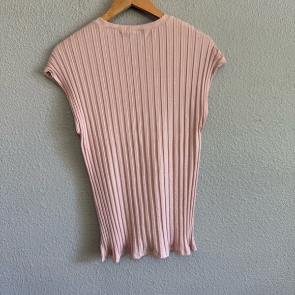 Eileen Fisher Wide Rib Stretch Crewneck top Size Medium EUC Powder Pink - Picture 3 of 7